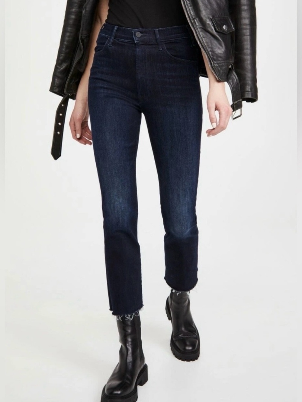 MOTHER The Hustler Ankle Fray Jeans in Howling at the Disco Ball Size 30